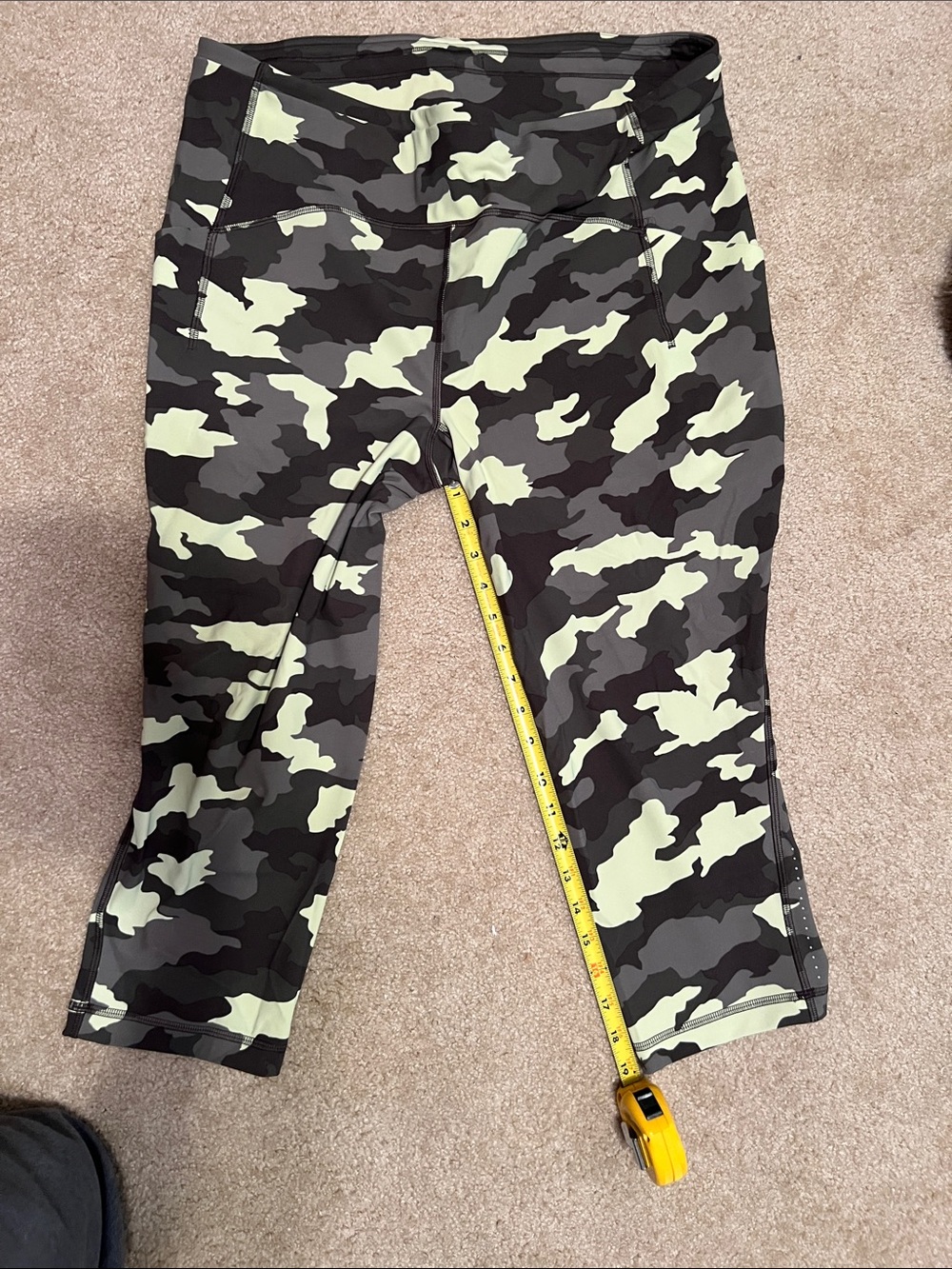 lululemon athletica Green and Black Camo Capri Leggings